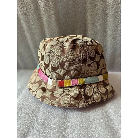 Coach Y2K Signature C Bucket Hat Khaki Patchwork Belt Pink S/D Spring 2004 Rare main image 4
